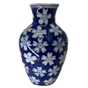 Porcelain Chinese Cobalt Blue White Floral‎ Vase